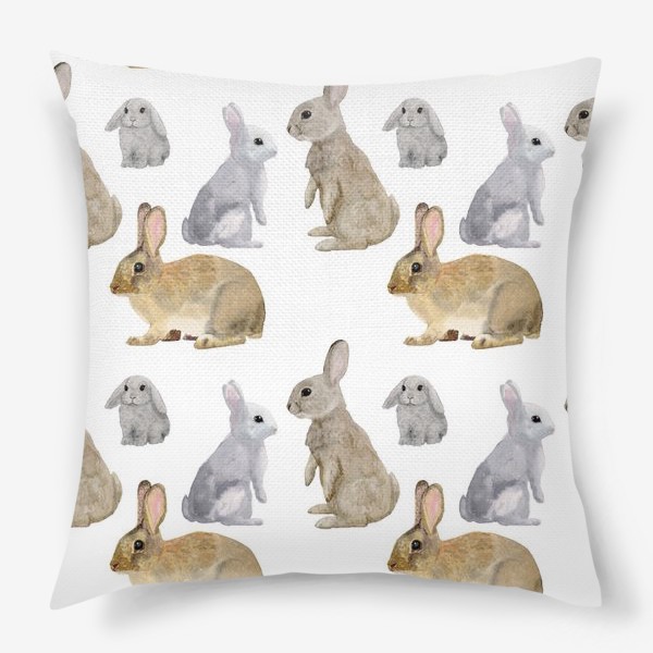 Подушка «Кролики на белом фоне »