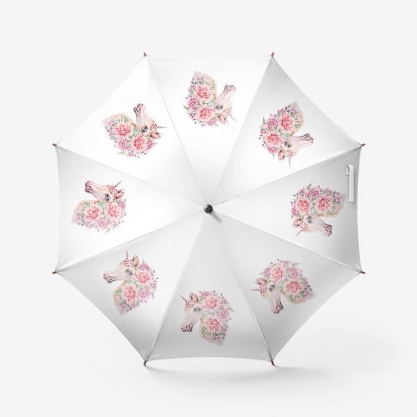 Зонт &laquo;Цветочный акварельный единорог. Розовый принт для девочки&raquo;