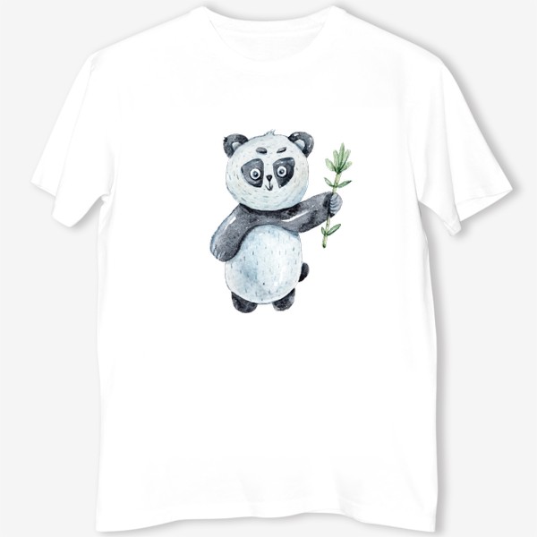 Футболка «Милая акварельная панда с веткой бамбука. Иллюстрация для детей»