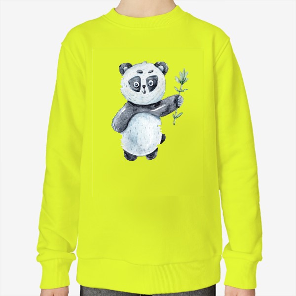 Свитшот «Милая акварельная панда с веткой бамбука. Иллюстрация для детей»