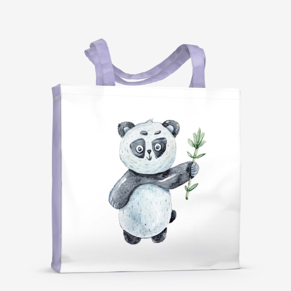 Сумка-шоппер «Милая акварельная панда с веткой бамбука. Иллюстрация для детей»