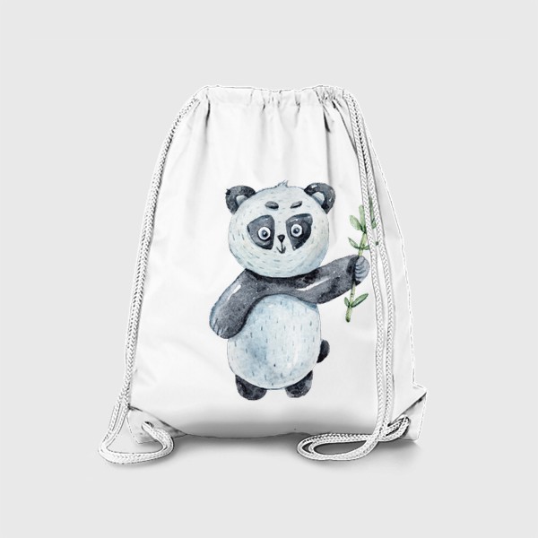 Рюкзак «Милая акварельная панда с веткой бамбука. Иллюстрация для детей»