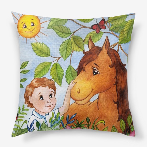 Подушка «Мальчик и лошадка»