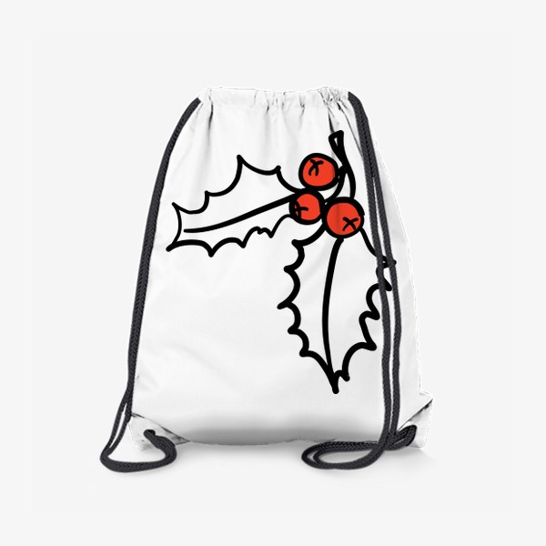 Рюкзак «Веточка падуба в дудл стиле. Символ Рождества»