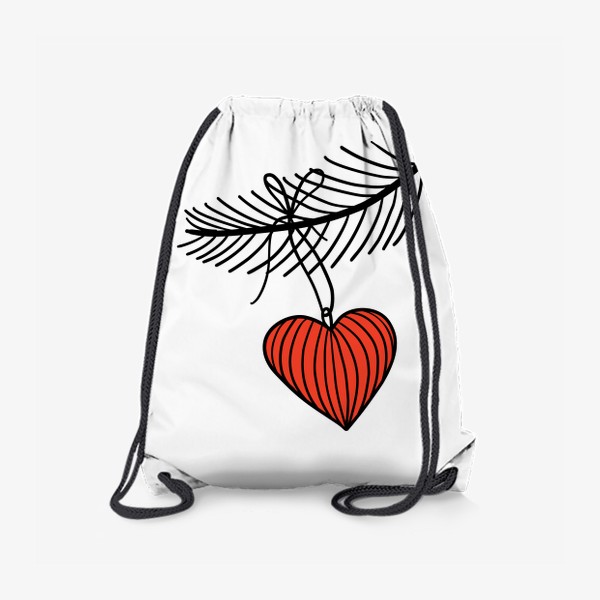 Рюкзак «Елочная игрушка в виде сердечка. Иллюстрация в дудл стиле»