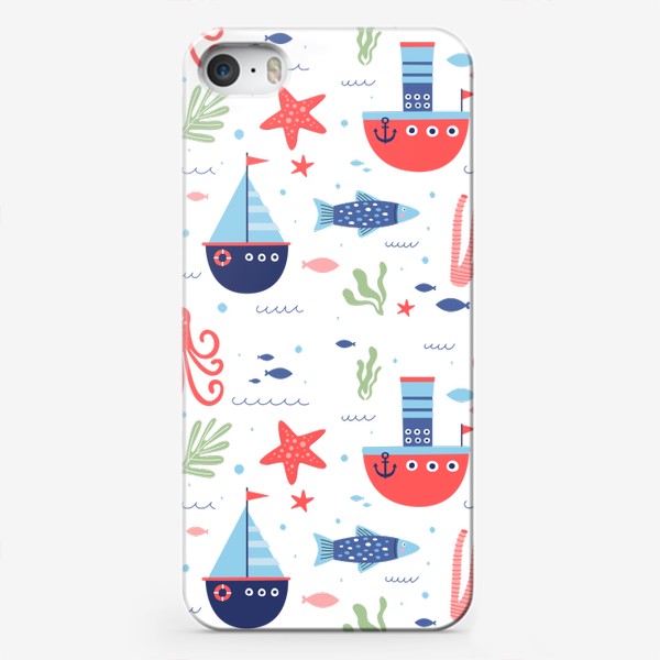 Чехол iPhone «Паттерн кораблики»