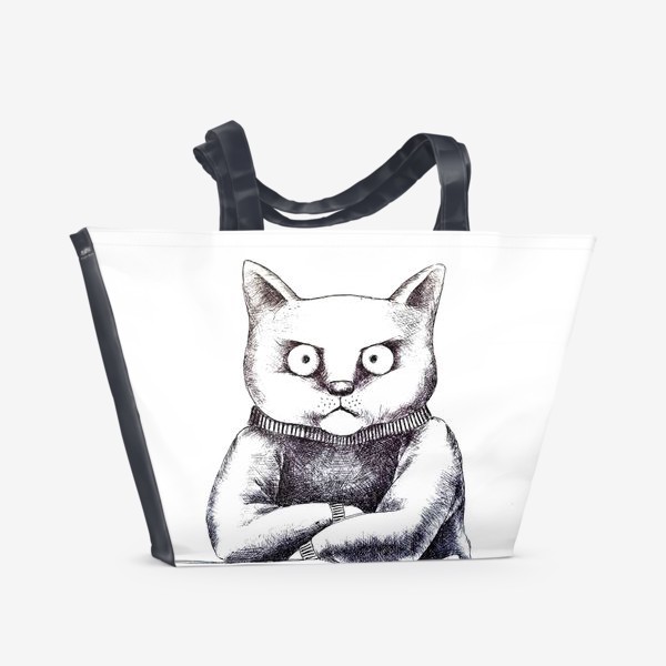 Пляжная сумка «Серьезный кот»