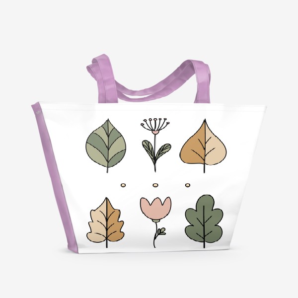 Пляжная сумка «Цветы и листья минимализм»