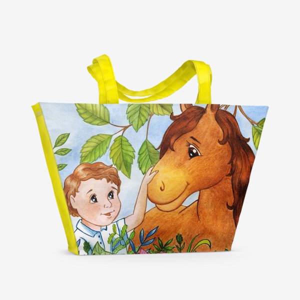 Пляжная сумка «Мальчик и лошадка»