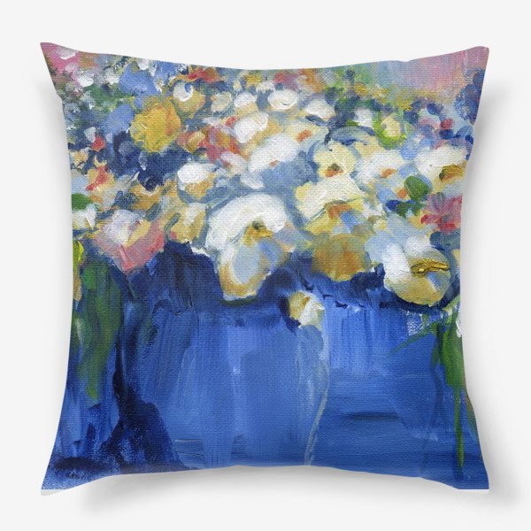 Подушка «Букет цветов в синей вазе»