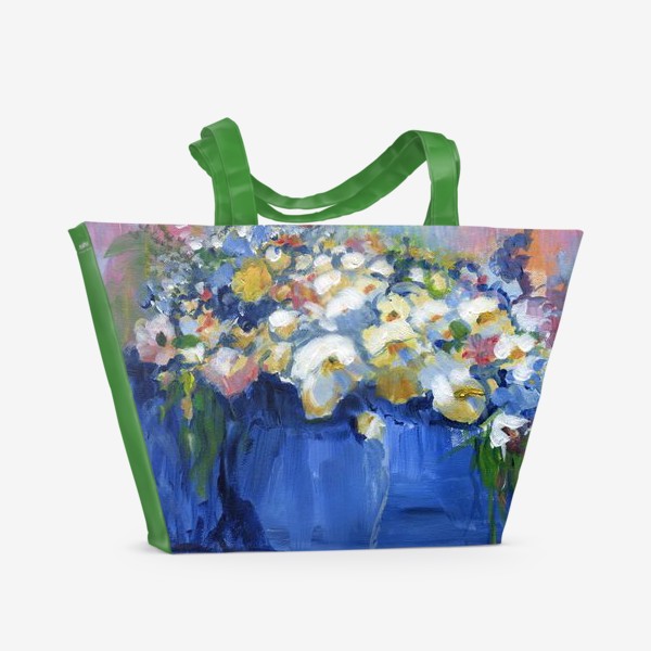 Пляжная сумка &laquo;Букет цветов в синей вазе&raquo;
