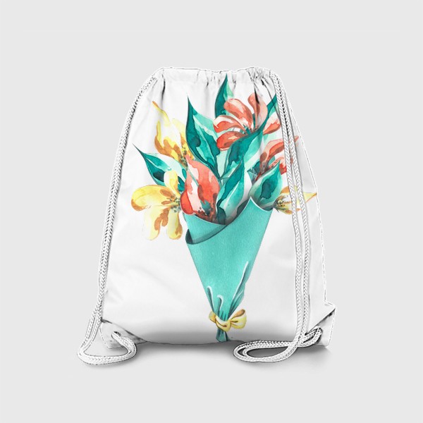 Рюкзак «Букет цветов, стилизованные абстрактные цветы. Акварель.»