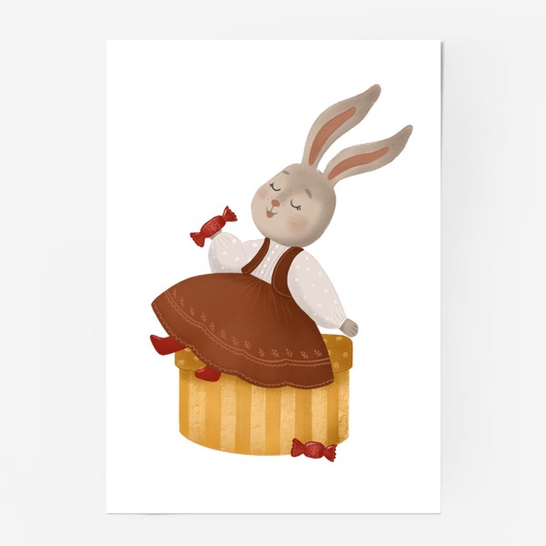 Постер «Кролик с конфетами»