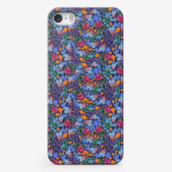 Чехол iPhone «Бесшовный акварельный растительный паттерн на темном фоне»