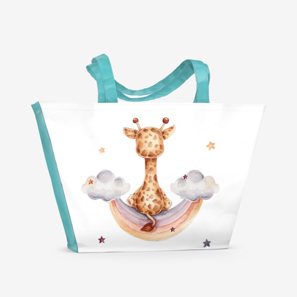 Пляжная сумка «Жираф на радуге»