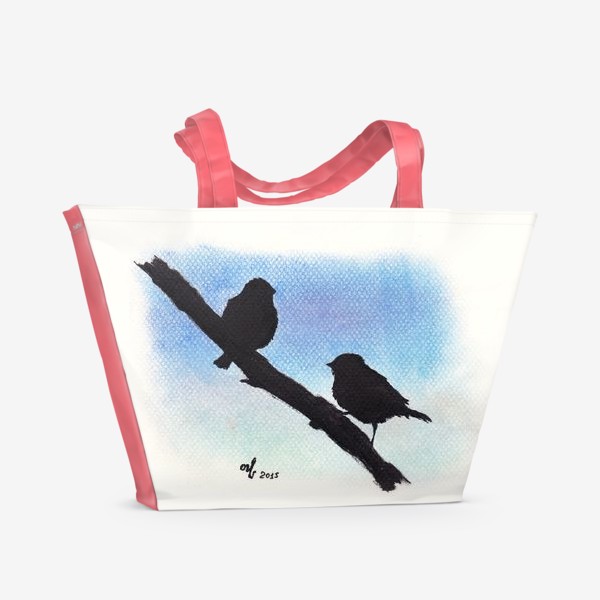 Пляжная сумка «Птицы на ветке»