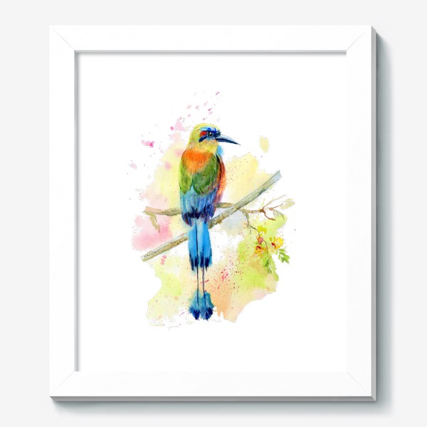Картина «Картина акварелью. Тропическая птица момот»