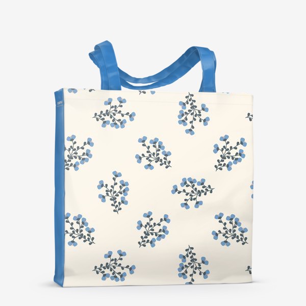 Сумка-шоппер «Мелкие голубые цветы на ветках»
