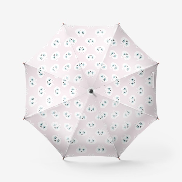 Зонт «Милые мордочки котиков на светло-розовом»