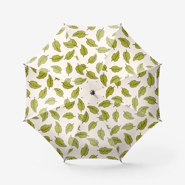 Зонт «Зеленые листья. Летний растительный принт.»
