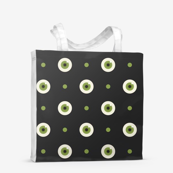 Сумка-шоппер «Зеленые глаза и точки. Хэллоуинский дизайн.»