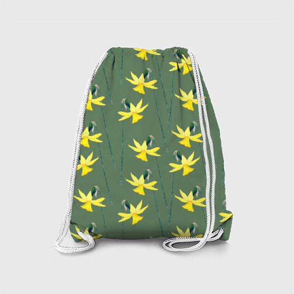 Рюкзак «Акварельные желтые нарциссы на зеленом»
