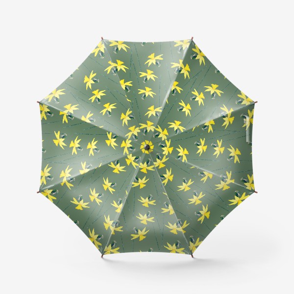 Зонт «Акварельные желтые нарциссы на зеленом»