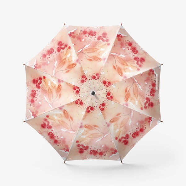 Зонт «Акварельный скетч Рябина на бежевом фоне. Осень.»