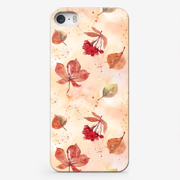 Чехол iPhone «Паттерн Осенние листья на бежевом фоне»