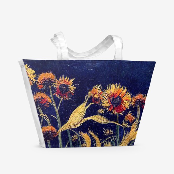 Пляжная сумка «Цветы под ночным небом»