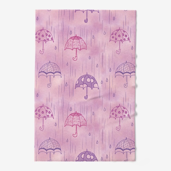 Полотенце «Паттерн Зонтики на розовом фоне»