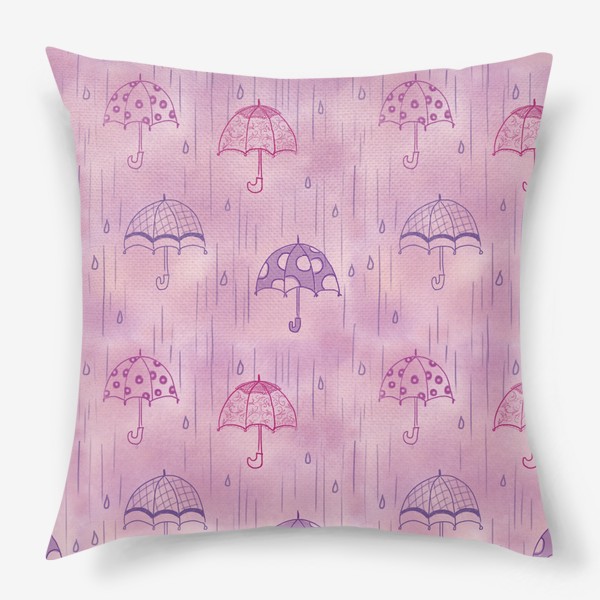 Подушка «Паттерн Зонтики на розовом фоне»