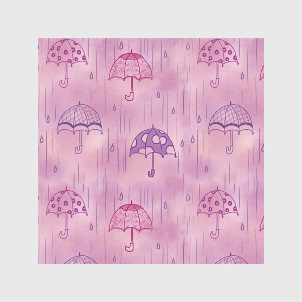 Шторы «Паттерн Зонтики на розовом фоне»