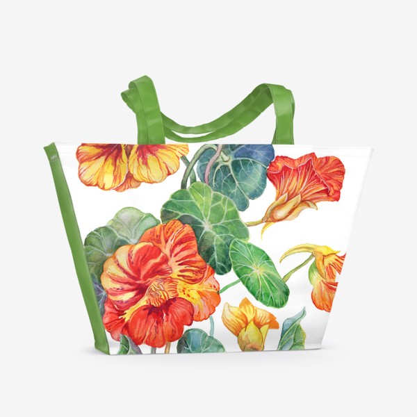Пляжная сумка «Настурция. Акварельные цветы»