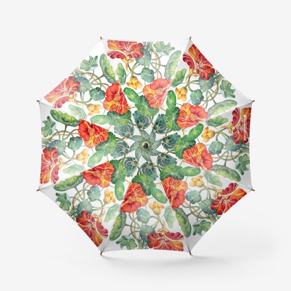Зонт «Настурция. Акварельные цветы»