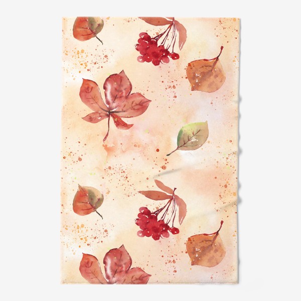 Полотенце «Паттерн Осенние листья на бежевом фоне»