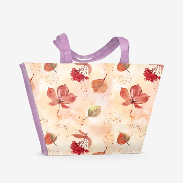 Пляжная сумка «Паттерн Осенние листья на бежевом фоне»