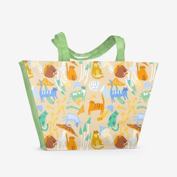 Пляжная сумка «Коты и грибы»