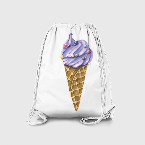 Рюкзак «Мороженое в вафельном рожке лавандовое. акварель.»