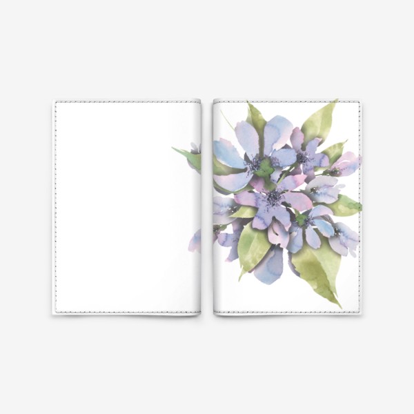 Обложка для паспорта «Простые сиреневые цветы, букет. Акварель.»