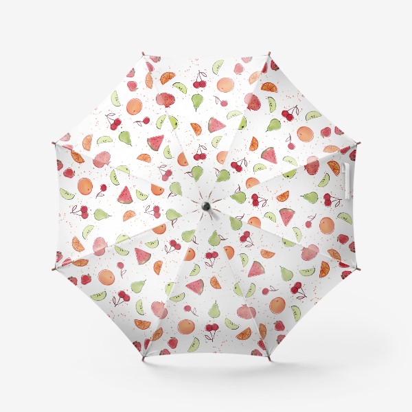 Зонт &laquo;Паттерн Сочные фрукты на белом фоне. Акварель&raquo;