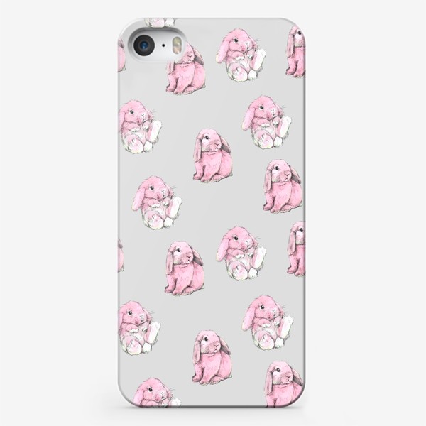 Чехол iPhone «Принт кролики розовые »