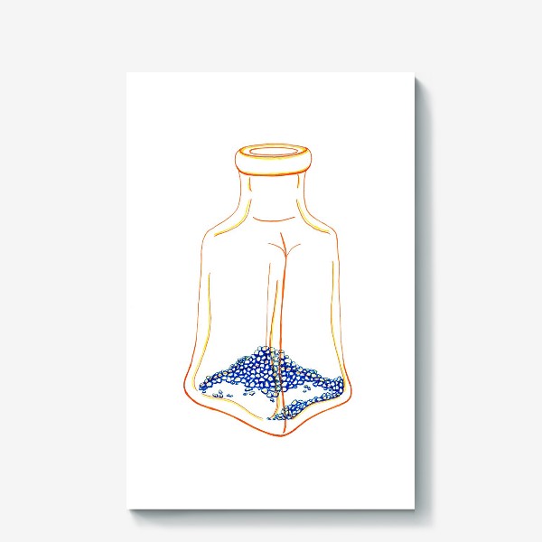Холст &laquo;Transparent orange jar with azure crystals inside - Прозрачная оранжевая банка с лазурными кристаллами внутри&raquo;