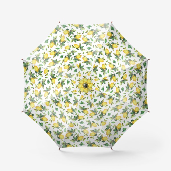 Зонт «Лимоны на ветке. Бесшовный акварельный паттерн»
