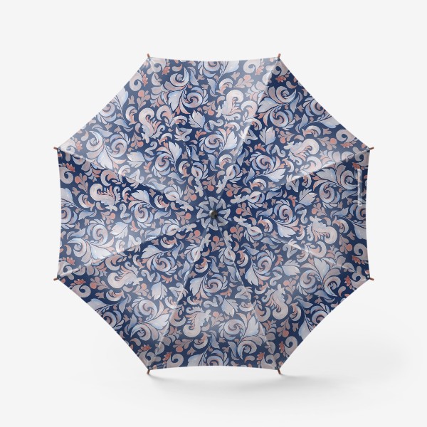 Зонт &laquo;Паттерн Голубой узор на синем фоне&raquo;