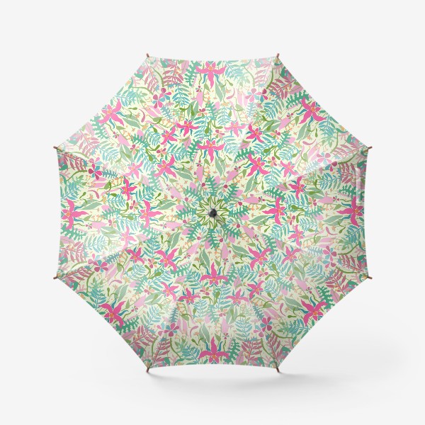 Зонт «Орхидея розовая. Паттерн. Салатовый.»