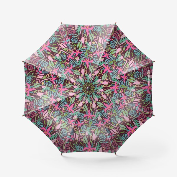 Зонт &laquo;Орхидея розовая. Паттерн. Темнобордовый.&raquo;