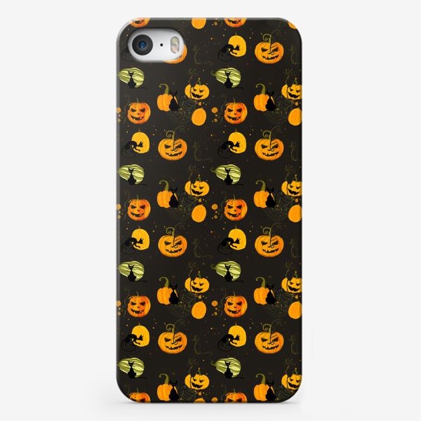 Чехол iPhone «Осенние коты и тыквы»