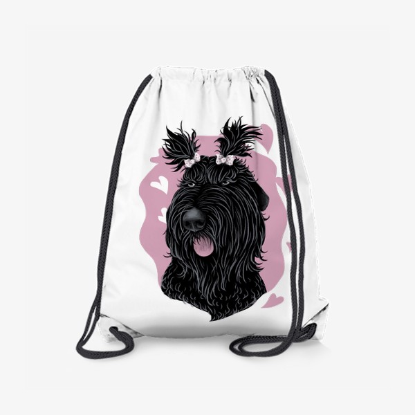 Рюкзак «Русский черный терьер (черныш, собака) с бантиками и сердечками»