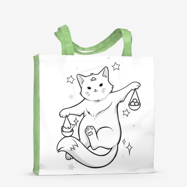 Сумка-шоппер «Весы, знак Зодиака, астрологический кот»